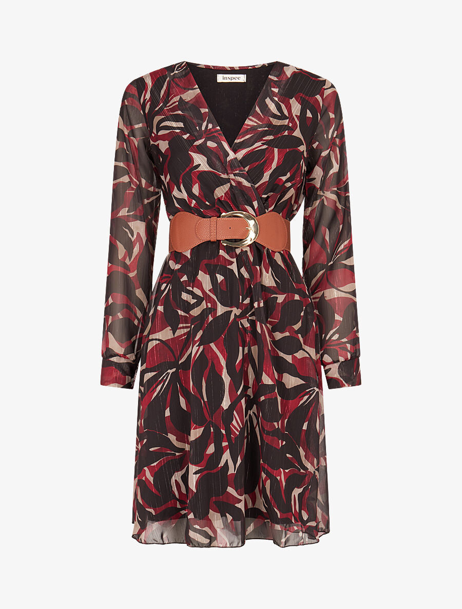 Robe légère en voile lamé imprimé abstrait - Noir - 1