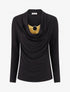 Pull droit effet doublé à col bénitier et bijou - Noir/moutarde - 1
