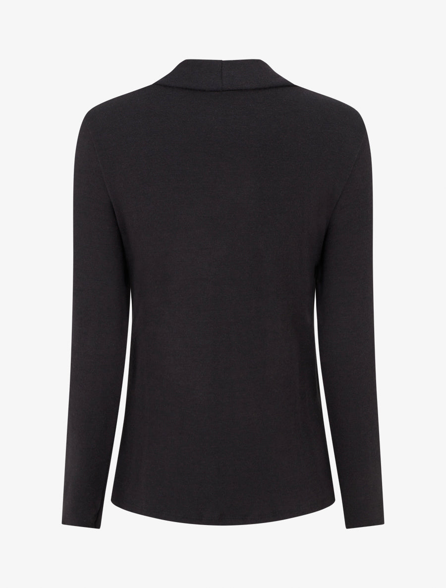 Pull droit effet doublé à col bénitier et bijou - Noir/moutarde - 2