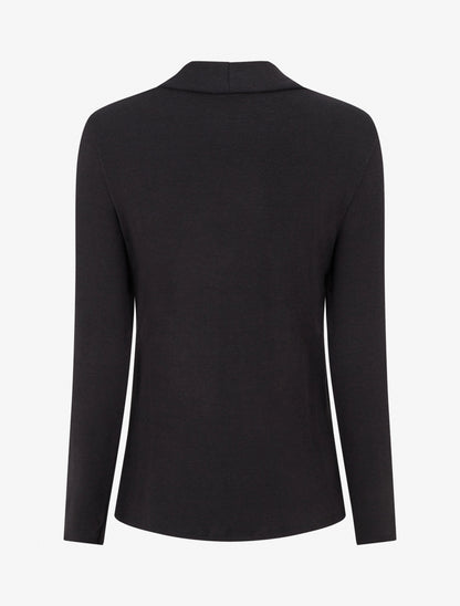 Pull droit effet doublé à col bénitier et bijou - Noir/moutarde - 2