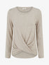 Pull droit effet drapé à col rond - Taupe clair - 1