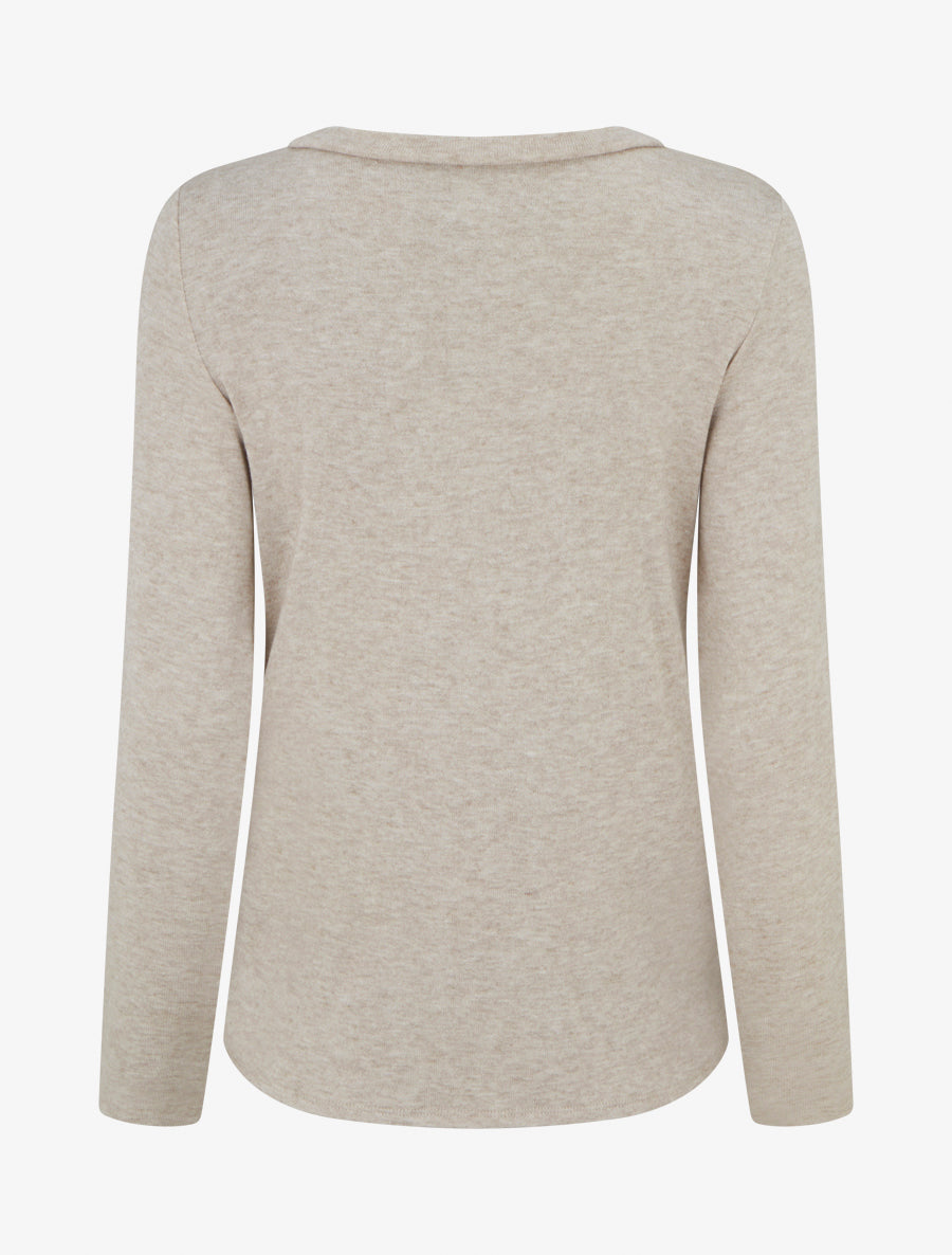 Pull droit effet drapé à col rond - Taupe clair - 2