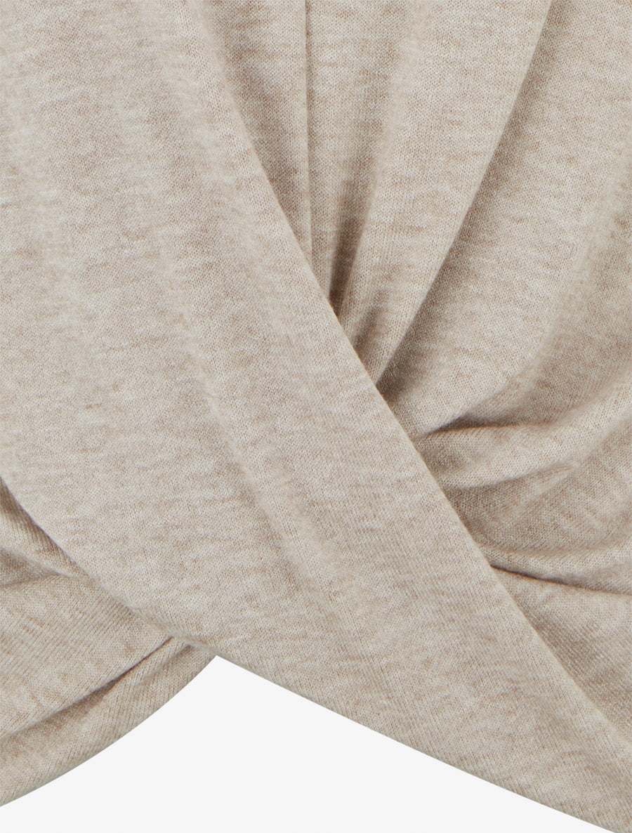 Pull droit effet drapé à col rond - Taupe clair - 3