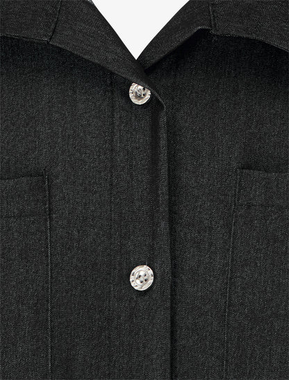 Chemise droite basique à poches plaquées - Noir - 3