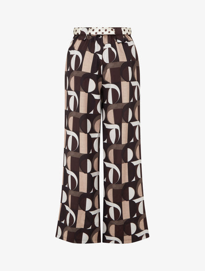 Pantalon ample à imprimé rétro - Marron - 2
