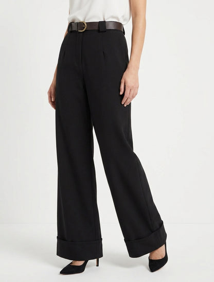 Pantalón de talle alto con dobladillo - Negro