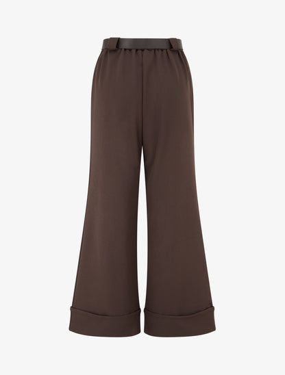 Pantalon taille haute à revers - Marron - 2
