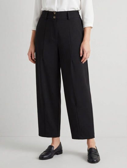 Pantalón liso con cierre de botones - Negro