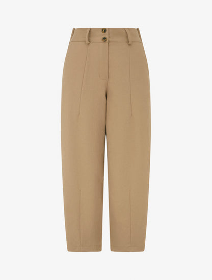 Pantalon uni à fermeture boutonnée - Camel clair - 1