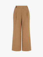Pantalon ample à taille haute à boutons - Camel - 1