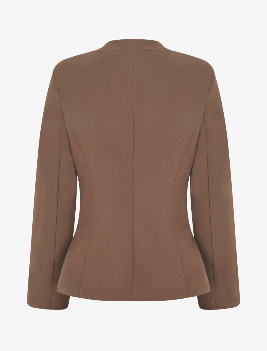 Veste droite à épaulettes - Marron clair - 2