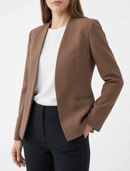 Chaqueta recta con hombreras - Marrón claro