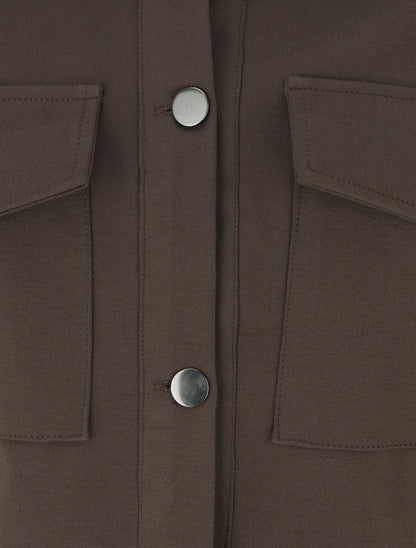 Veste unie à poignets élastiqués - Marron - 3