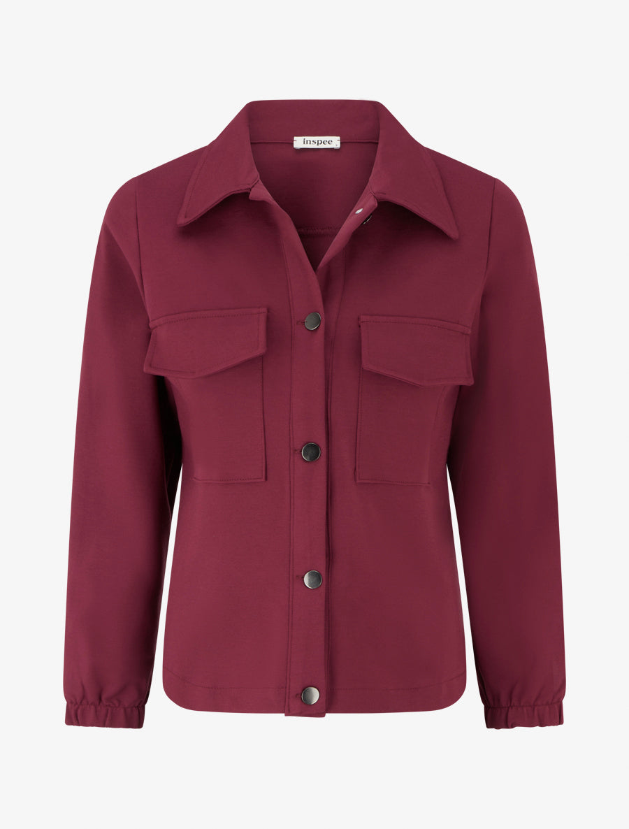 Veste unie à poignets élastiqués - Lie de vin - 1