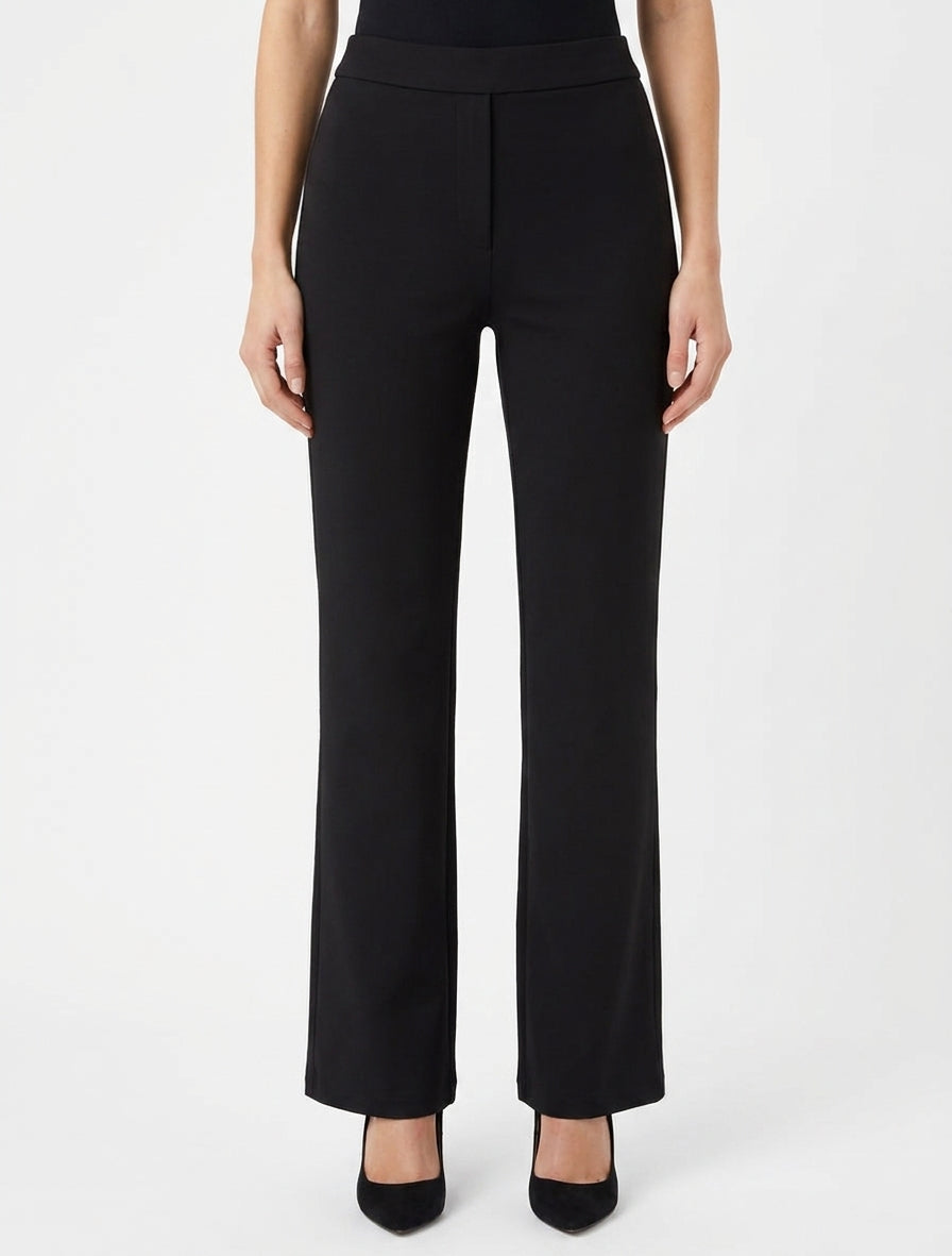 Pantalón liso de corte recto - Negro