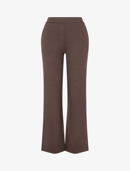 Pantalon uni coupe droite - Marron - 1