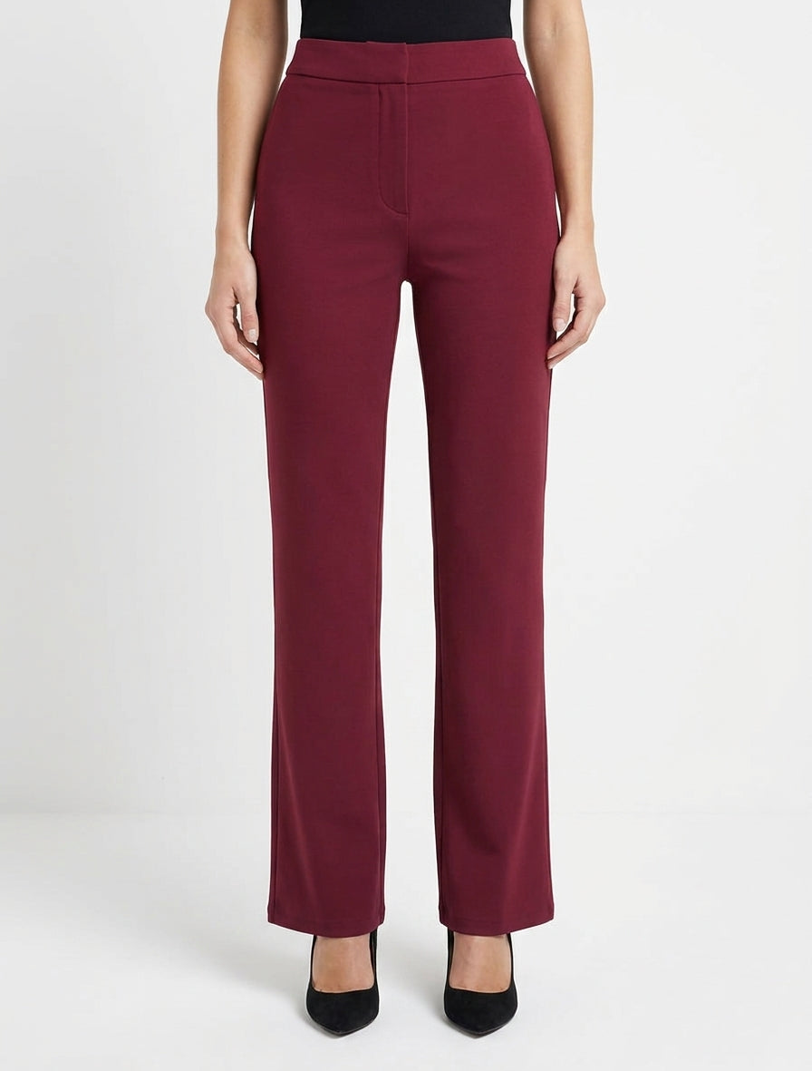 Pantalón liso de corte recto - Burdeos