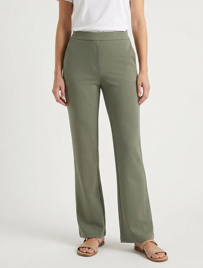 Pantalón liso de corte recto - Caqui