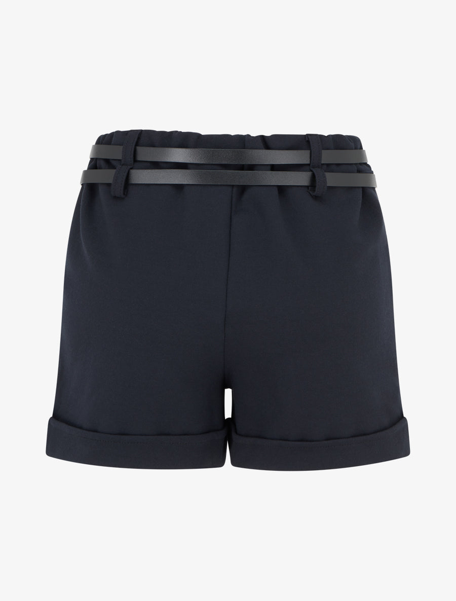 Short droit à ourlet et 2 ceintures - Marine - 2