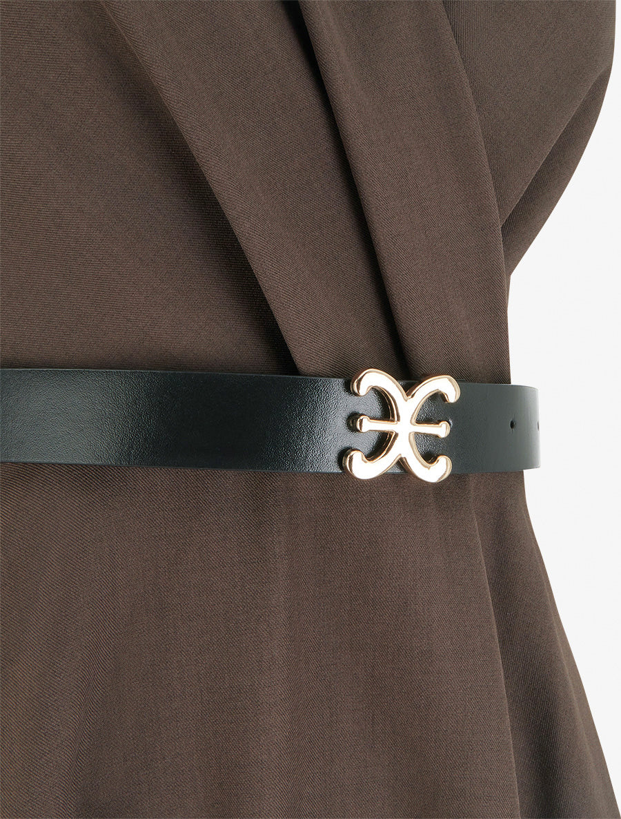 Robe patineuse sans manches à col cache-coeur - Marron - 3