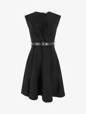 Robe patineuse sans manches à col cache-coeur - Noir - 1