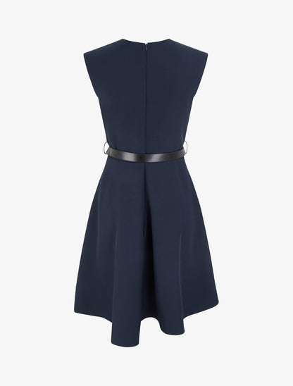 Robe patineuse sans manches à col cache-coeur - Marine - 2
