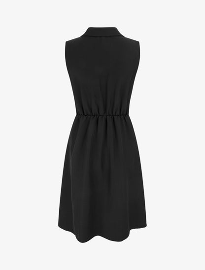 Robe patineuse sans manches à ceinture bijou - Noir - 2