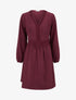 Robe évasée unie à manches longues et dentelle - Lie de vin - 1