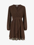 Robe unie style portefeuille à manches longues - Marron - 1