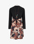 Robe bimatière à imprimé feuillage stylisé - Noir - 1