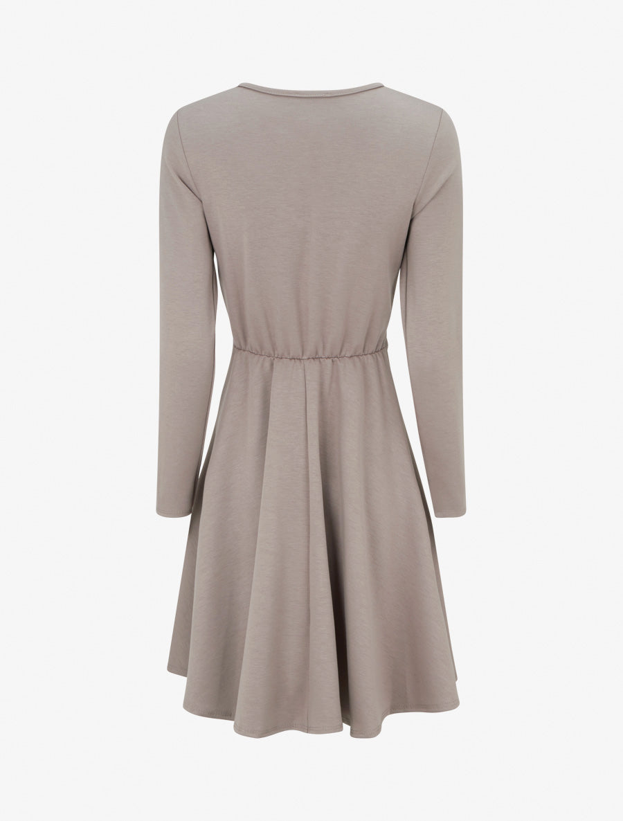 Robe patineuse à taille effet croisé - Taupe - 2