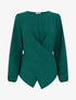 Top droit à bords boutonnés et effet croisé - Vert foncé - 1