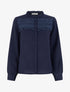 Blouse à col montant volanté et dentelle - Marine - 1