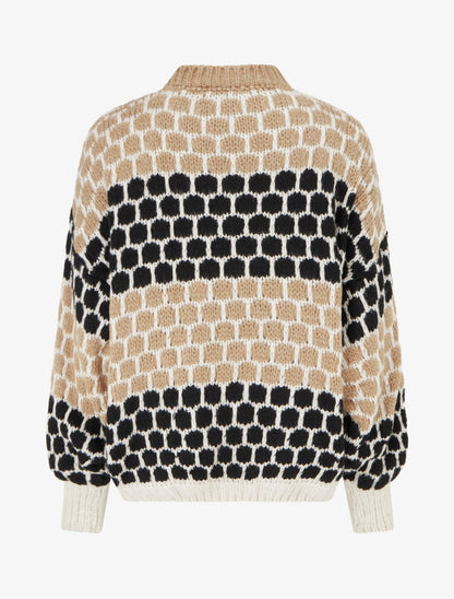 Pull en mohair mélangé à motif ronds - Camel/noir - 2