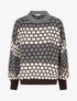 Pull en mohair mélangé à motif ronds - Gris/écru - 1