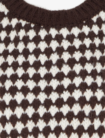 Pull ample en mohair mélangé à motif style écaille - Marron - 3