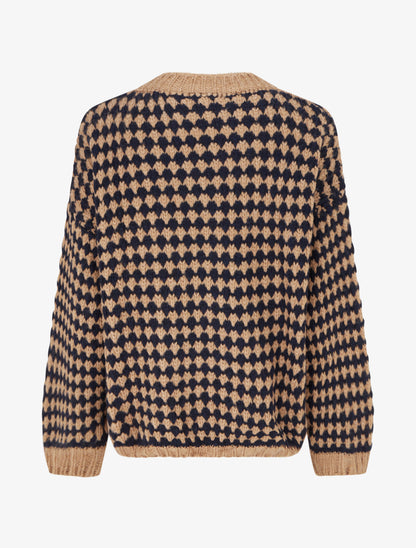 Pull ample en mohair mélangé à motif style écaille - Camel - 2