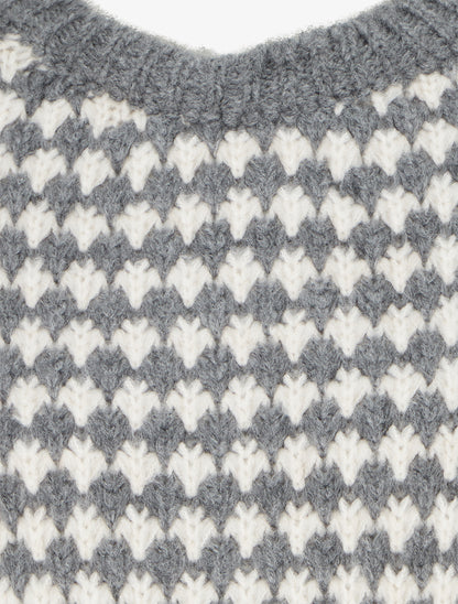 Pull ample en mohair mélangé à motif style écaille - Gris - 3