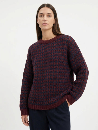 Jersey holgado de mezcla de mohair con diseño de escamas. - Color vino
