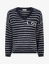 Pull mohair inscription LOVE à rayures - Marine - 1