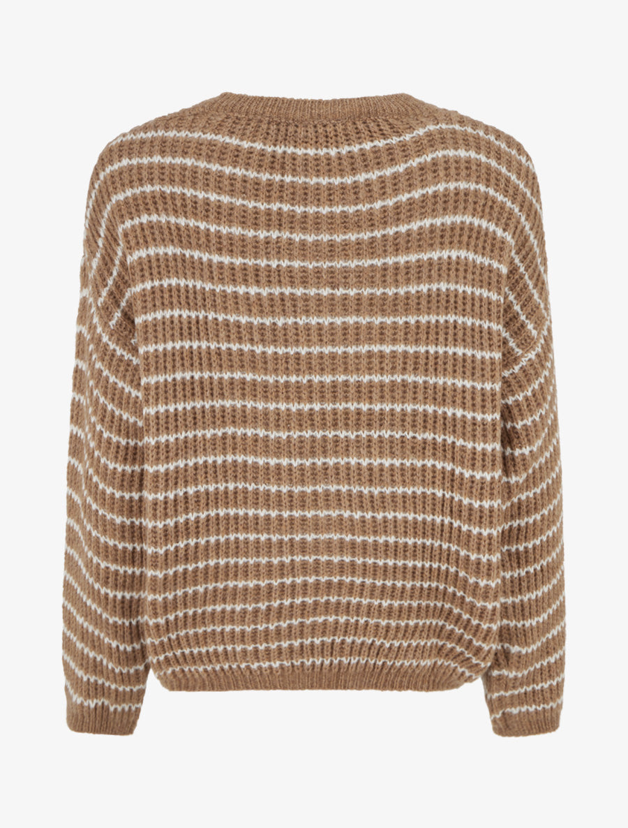 Pull mohair inscription LOVE à rayures - Camel - 2