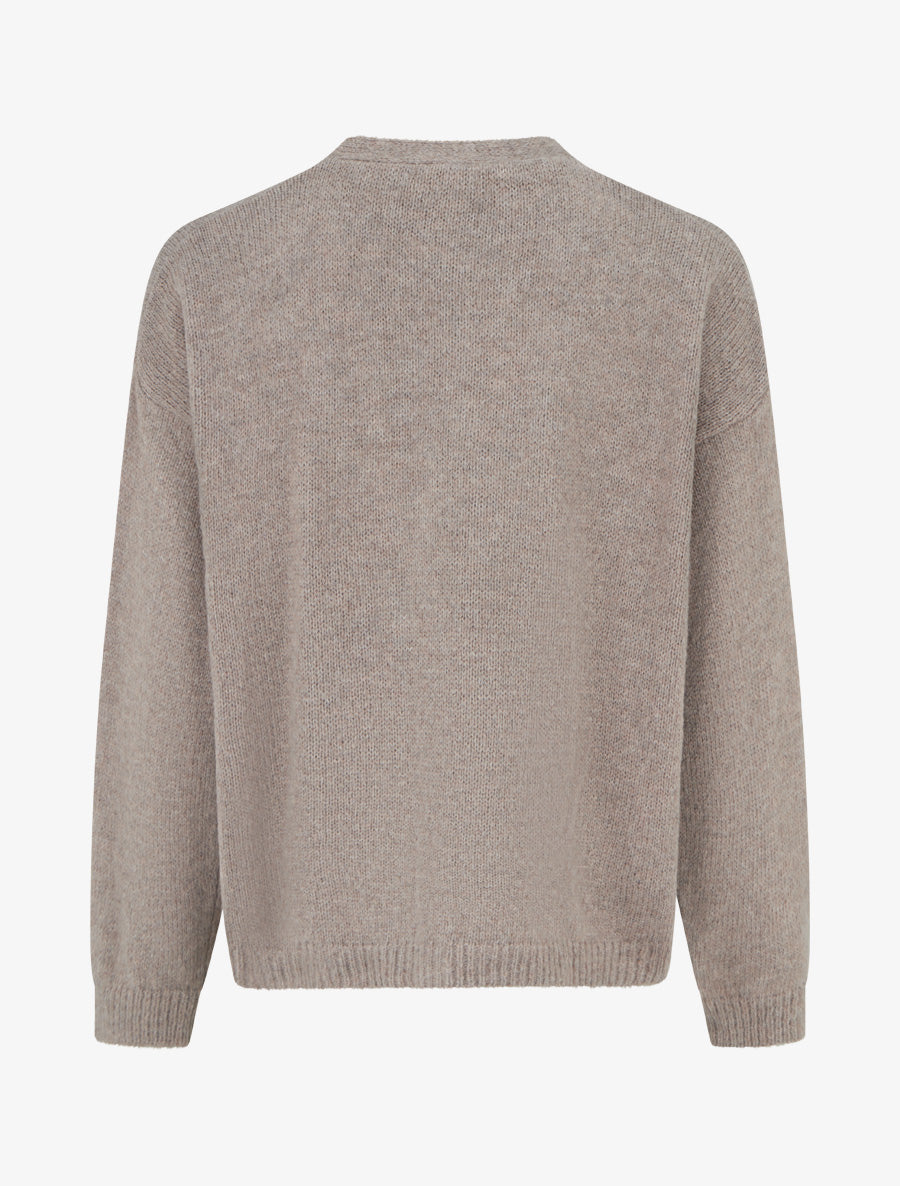 Gilet mohair ample à col V - Taupe - 2