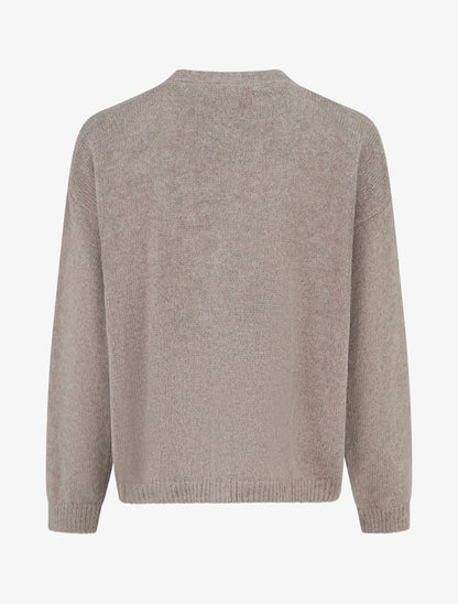 Gilet mohair ample à col V - Taupe - 2