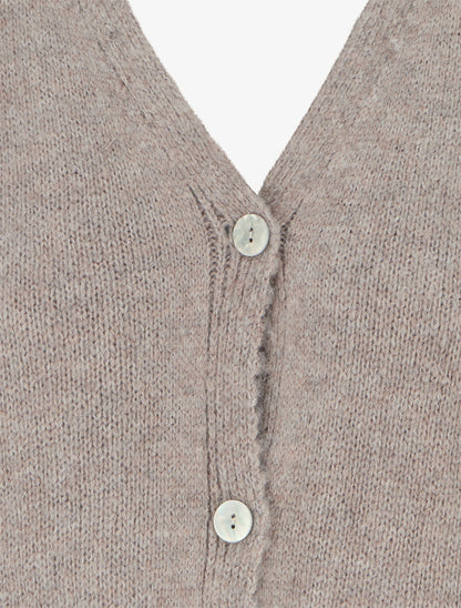 Gilet mohair ample à col V - Taupe - 3