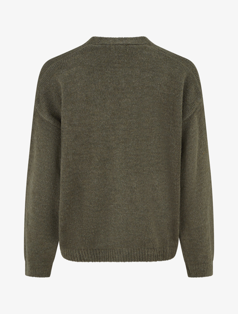 Gilet mohair ample à col V - Kaki - 2