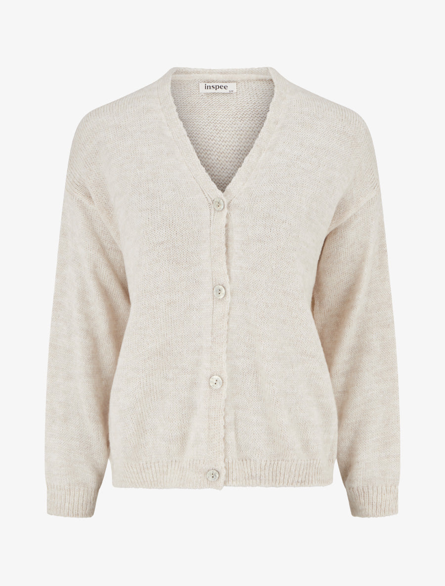 Gilet mohair ample à col V - Écru - 1