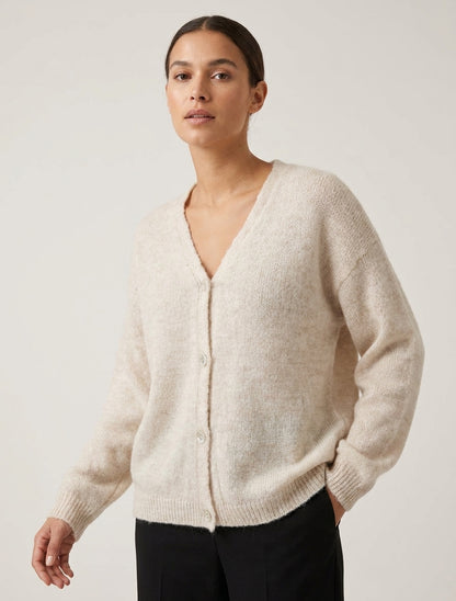 Chaleco de mohair holgado con cuello en V - Crudo