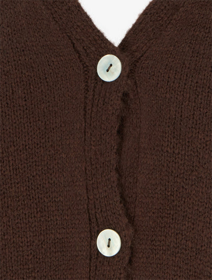 Gilet mohair ample à col V - Marron - 3