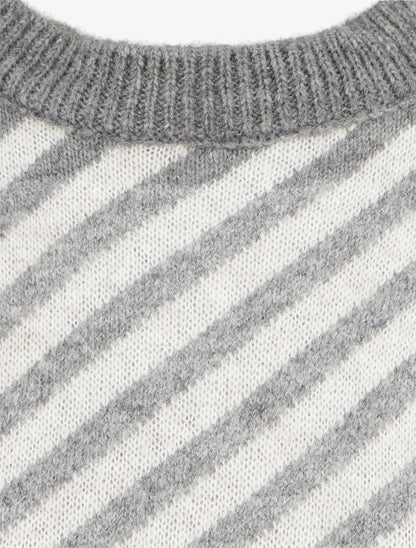 Pull mohair à rayures diagonales - Gris - 3