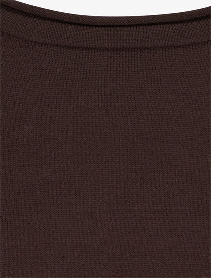Pull ample basique à col rond - Chocolat - 3